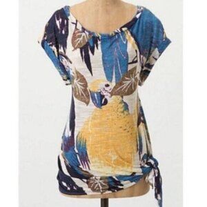 Deletta by Anthropologie | Women's Tuscan Print Round Neck Blouse Top Size XS